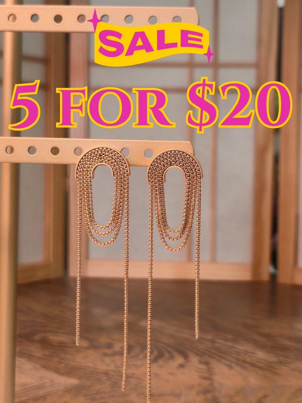 Gold Tone Chain Fringe Dangle Earrings | 5 for $20 Jewelry Sale